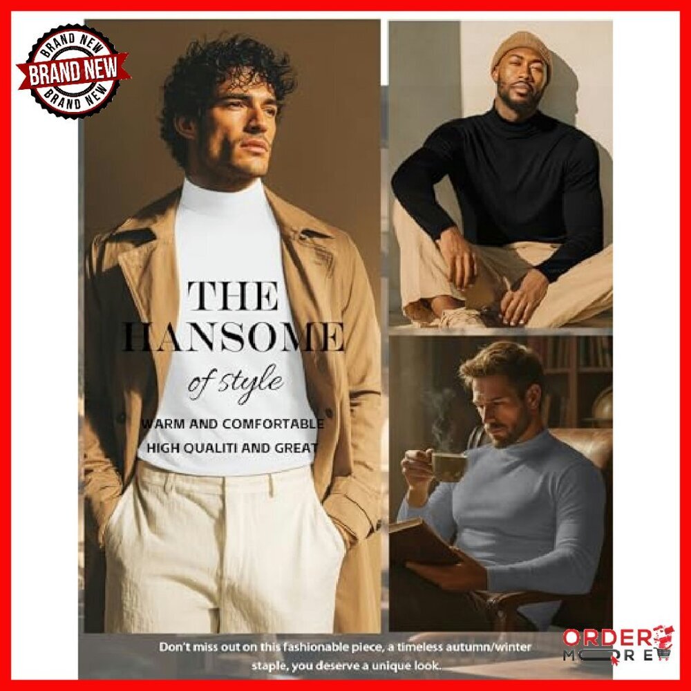 Men's Mock Turtleneck 5-Pack Long Sleeve Slim Fit Lightweight Shirts - Picture 7 of 8